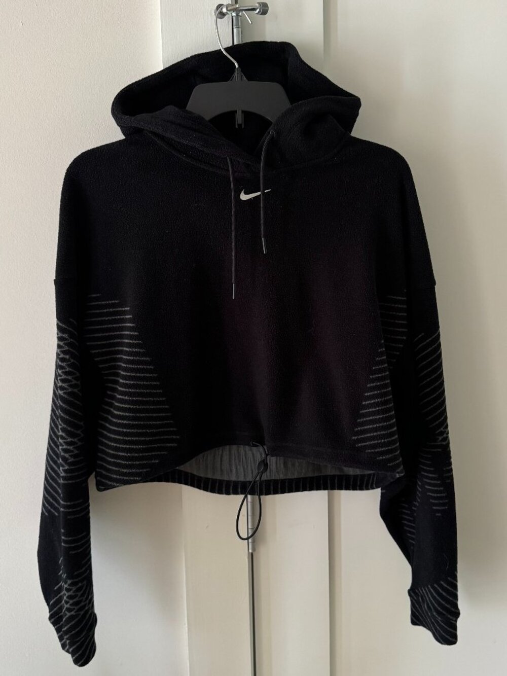Nike Pro Therma-fit ADV Fleece Hoodie Crop Sweatshirt Black XS